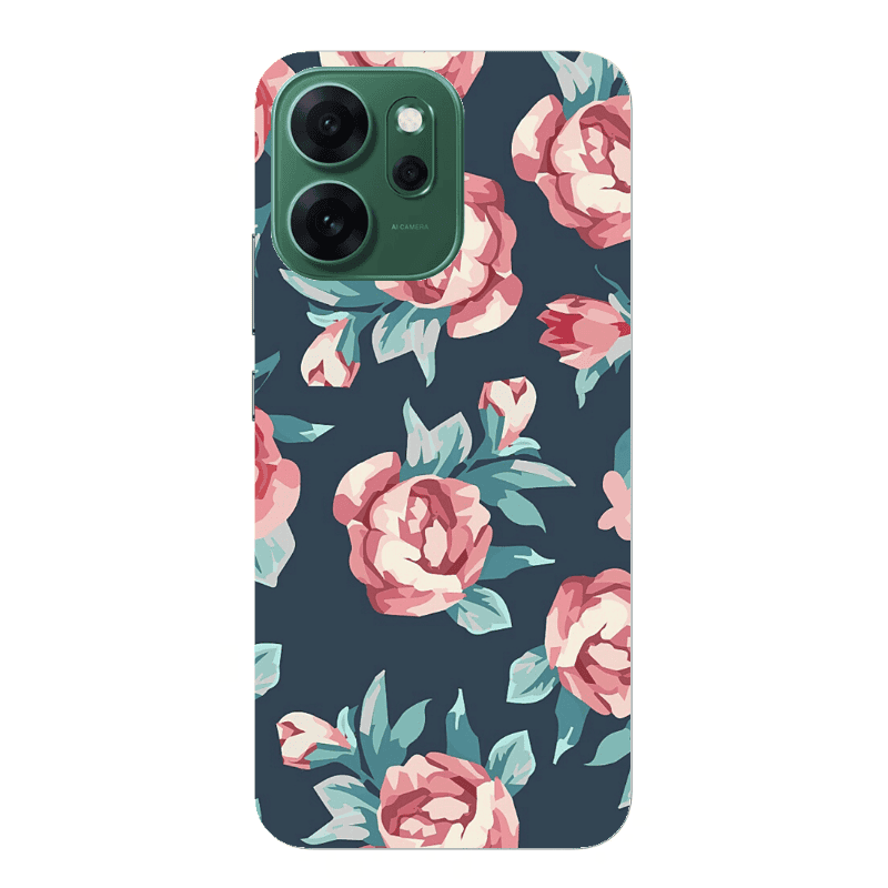 Oppo 14 F Purple roses Transparent Silicone TPU Θήκη